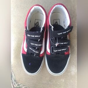 Vans Red and Black Sneakers with Velcro Straps